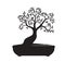 Black Bonsai Tree. Vector Illustration