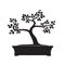 Black Bonsai Tree. Vector Illustration.