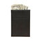 Black book with money and the inscription money management on white background