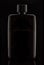 Black bottle of perfume with stylish white outline and gradient on black background