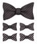 Black bow tie with white stripes set realistic vector illustration