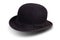 Black bowler hat angled shadow isolated
