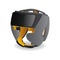 Black boxing helmet, headgear, head guard icon isolated