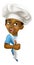 Black Boy Cartoon Child Chef Kid Sign Thumbs Up