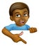 Black Boy Cartoon Child Kid Pointing Sign