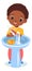 Black boy rubber hands with soap. Child handwashing