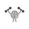Black brain with dumbbells icon. Intellect, phsychology, knowledge simple pictogram isolated on white. flat illustration