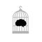 A black brain inside the birdcage. Isolated Vector Illustration