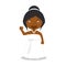 Black bride wearing a wedding dress in cartoon style Vector Illustration