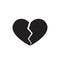 Black Broken Heart Icon. Divorce and Heartbreak Vector