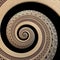 on black bronze copper geometrical abstract ornament spiral fractal pattern background. Metal spiral pattern effect backg