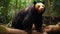 Black And Brown Bear On A Log: A Captivating Jungle Encounter
