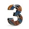 Black brown fracture font number 3 THREE 3D