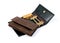 Black and Brown leather wallet and key holder isolated