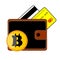 Black, brown purse, wallet, two credit cards, credit card, white, yellow coin, yellow gold color