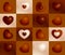 Black, brown and white chocolate valentine hearts seamless pattern