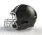 Black brushed galvanized american football helmet side view on a white background with detailed clipping path