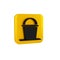 Black Bucket icon isolated on transparent background. Yellow square button.