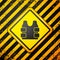 Black Bulletproof vest for protection from bullets icon isolated on yellow background. Body armor sign. Military