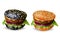 Black Burger and Cheeseburger Vector Illustration