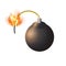 Black Burning Bomb Icon. Explode Flash, Cartoon Explosion, Burst on White Background