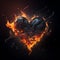 Black Burning Heart Flame Smoke Hot Embers Fire Dark Valentine Love Generative AI