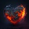 Black Burning Heart Lava Molten Rock Flame Hot Fire Dark Valentine Love Generative AI