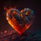 Black Burning Heart Lava Molten Rock Flame Hot Fire Dark Valentine Love Generative AI