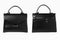 Black business feminine handbag with front and back view
