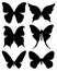 Black butterflies silhouettes vector set