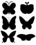 Black butterflies silhouettes vector set