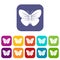 Black butterfly icons set