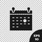 Black Calendar death icon isolated on transparent background. Vector