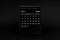 Black Calendar for July 2024. Desktop calendar on a black