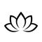 Black calligraphic lotus blossom. Yoga symbol. Simple flat vector illustration