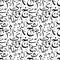 Black calligraphy Urdu letters on white, abstract seamless pattern