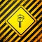 Black Calliper or caliper and scale icon isolated on yellow background. Precision measuring tools. Warning sign. Vector