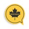 Black Canadian maple leaf with city name Montreal icon isolated on white background. Yellow speech bubble symbol. Vector