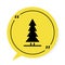 Black Canadian spruce icon isolated on white background. Forest spruce. Yellow speech bubble symbol. Vector