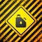 Black Canister for flammable liquids icon isolated on yellow background. Oil or biofuel, explosive chemicals, dangerous