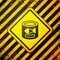 Black Canned fish icon isolated on yellow background. Warning sign. Vector