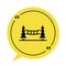 Black Capilano Suspension Bridge in Vancouver, Canada icon isolated on white background. Yellow speech bubble symbol