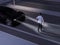 Black car emergency braking avoid car accident from pedestrian walking cross road at darkness