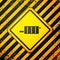 Black Car muffler icon isolated on yellow background. Exhaust pipe. Warning sign. Vector