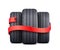 Black car tires wrapped with red ribbon - free gift or discount promotion element