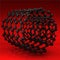 Black carbon nanotubes on red background