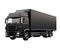 Black cargo truck isolated on a white background, Black truck freightliner front side view