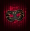 Black carnival ornate mask on glowing background