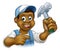 Black Carpenter Handyman Cartoon Character