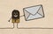 Black cartoon Man with big mailing Envelope